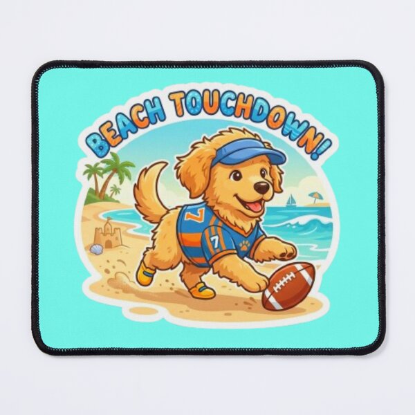 Item preview, Beach Touchdown Summer Puppy Football Lover Design designed and sold by ExploreAura Studio.