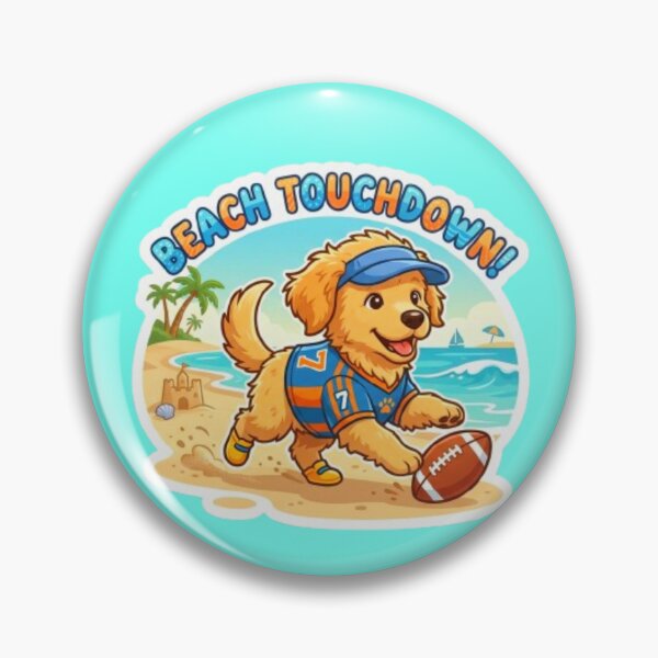 Item preview, Beach Touchdown Summer Puppy Football Lover Design designed and sold by ExploreAura Studio.
