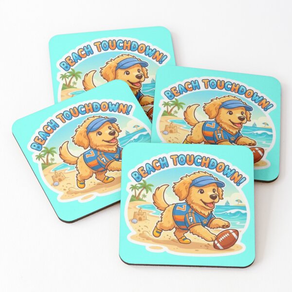 Item preview, Beach Touchdown Summer Puppy Football Lover Design designed and sold by ExploreAura Studio.