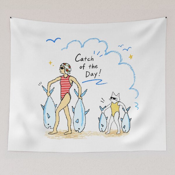 Item preview, Catch of the Day! Retro Summer Pixel Art designed and sold by Pixel Animal.