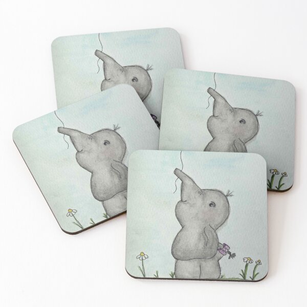 Item preview, Happy Elephant with Pink Balloon - Whimsical Nursery Art designed and sold by Seasons Change.