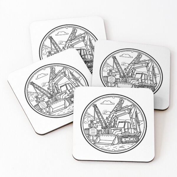Item preview, Heavy Construction Equipment Line Art Excavator Badge Design designed and sold by Evergreen Horizon Works.