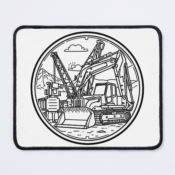 Item preview, Heavy Construction Equipment Line Art Excavator Badge Design designed and sold by Evergreen Horizon Works.