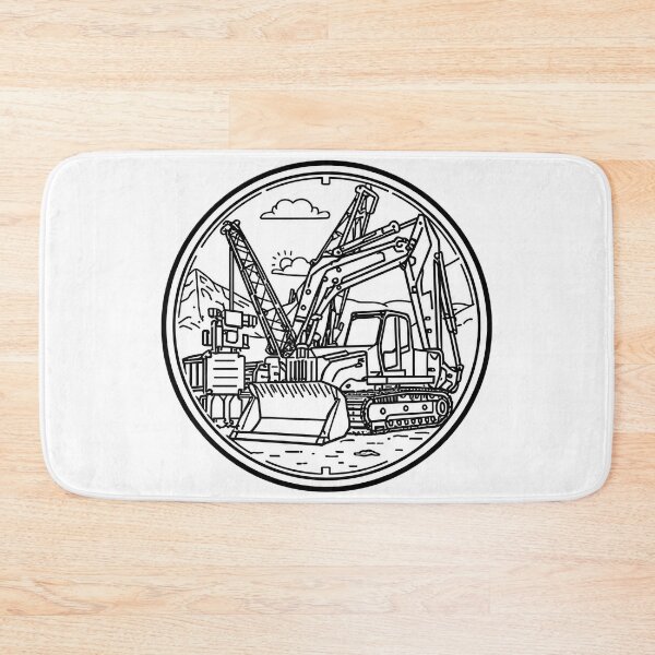 Item preview, Heavy Construction Equipment Line Art Excavator Badge Design designed and sold by Evergreen Horizon Works.