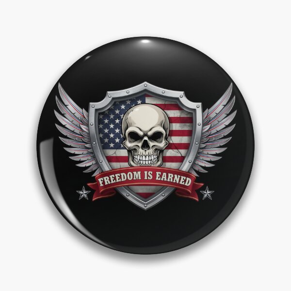 Item preview, Freedom Is Earned Skull Winged Shield designed and sold by OldGloryForge.