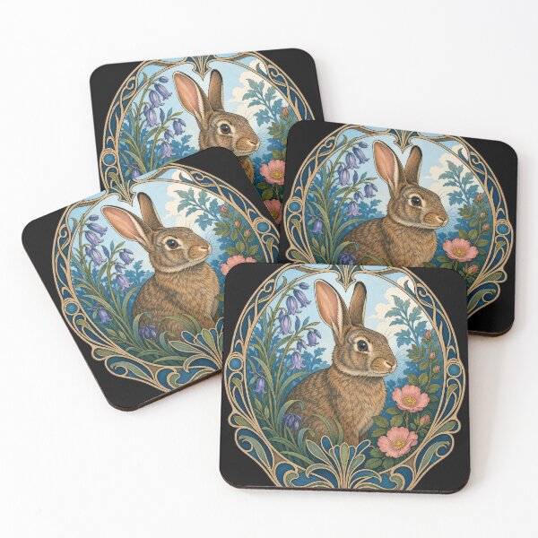 Item preview, Cottontail Rabbit Art Nouveau Floral Frame designed and sold by AntiqueImages.