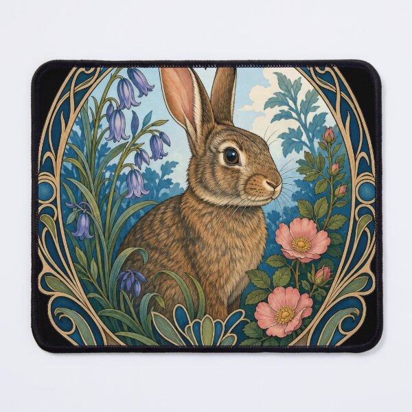 Item preview, Cottontail Rabbit Art Nouveau Floral Frame designed and sold by AntiqueImages.