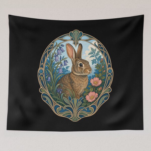 Item preview, Cottontail Rabbit Art Nouveau Floral Frame designed and sold by AntiqueImages.