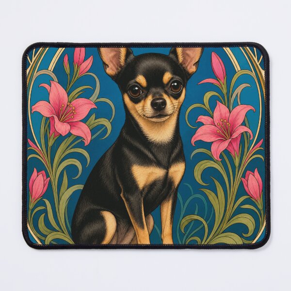 Item preview, Black Tan Chihuahua Art Nouveau Dog Lover designed and sold by AntiqueImages.