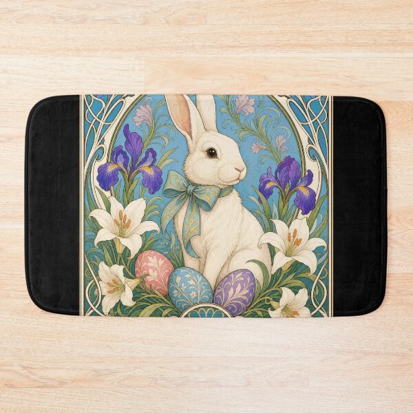 Item preview, Elegant Art Nouveau Easter Bunny Rabbit Floral Eggs designed and sold by AntiqueImages.