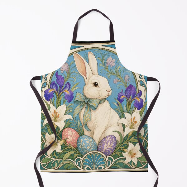 Item preview, Elegant Art Nouveau Easter Bunny Rabbit Floral Eggs designed and sold by AntiqueImages.