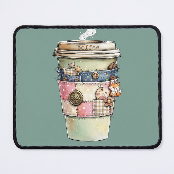Item preview, Cozy Patchwork Coffee Cup with Cute Fox Charm designed and sold by sanorastyle.