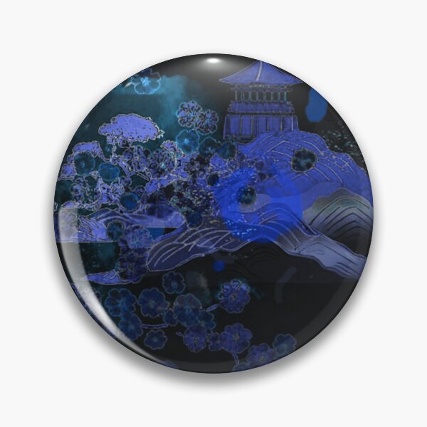 Artikelvorschau, Neon Sakura Traumlandschaft – Blaue Nacht Pagode Kunst III entworfen und verkauft von BatNature.