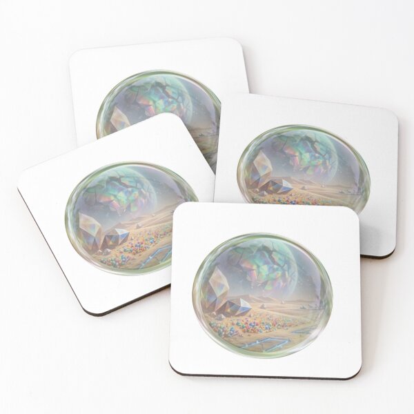 Item preview, Crystal Desert Oasis in a Glass Orb: Holographic Sci-Fi Fantasy Sticker designed and sold by Rasha-flow.