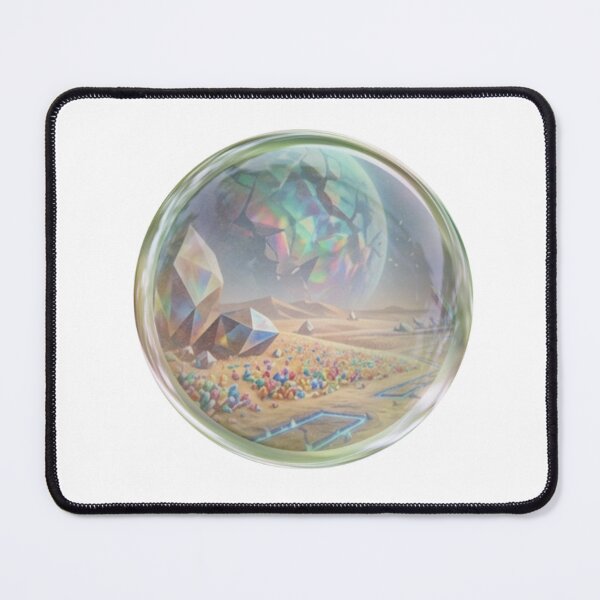 Item preview, Crystal Desert Oasis in a Glass Orb: Holographic Sci-Fi Fantasy Sticker designed and sold by Rasha-flow.