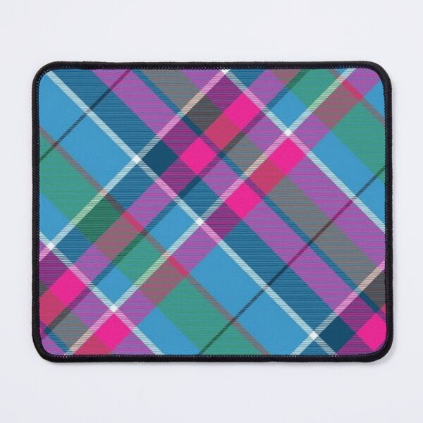 Item preview, Vibrant Retro 90s Pink and Blue Diagonal Plaid Tartan Pattern designed and sold by pots-shop.