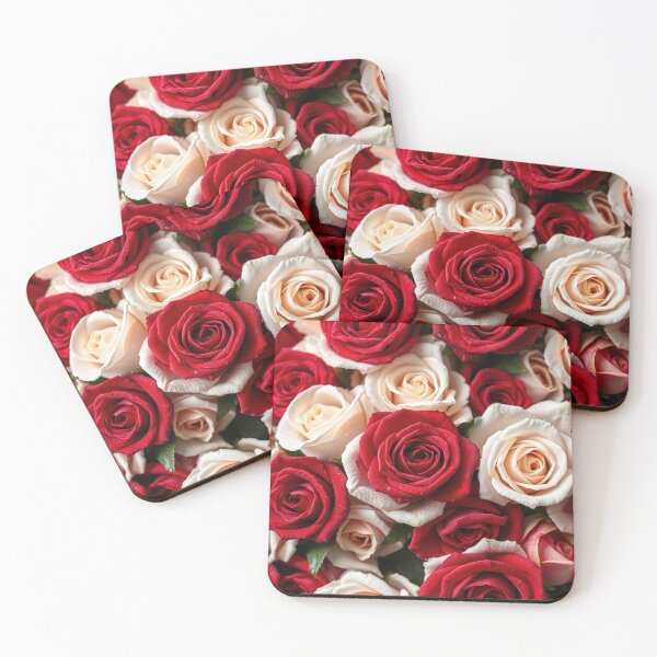 Item preview, Classic Red Cream and White Rose Bouquet designed and sold by IntelliMindDesigns.