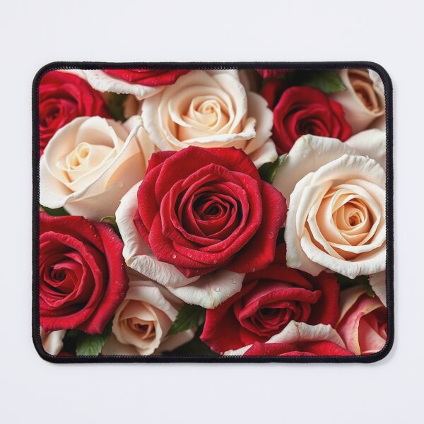 Item preview, Classic Red Cream and White Rose Bouquet designed and sold by IntelliMindDesigns.