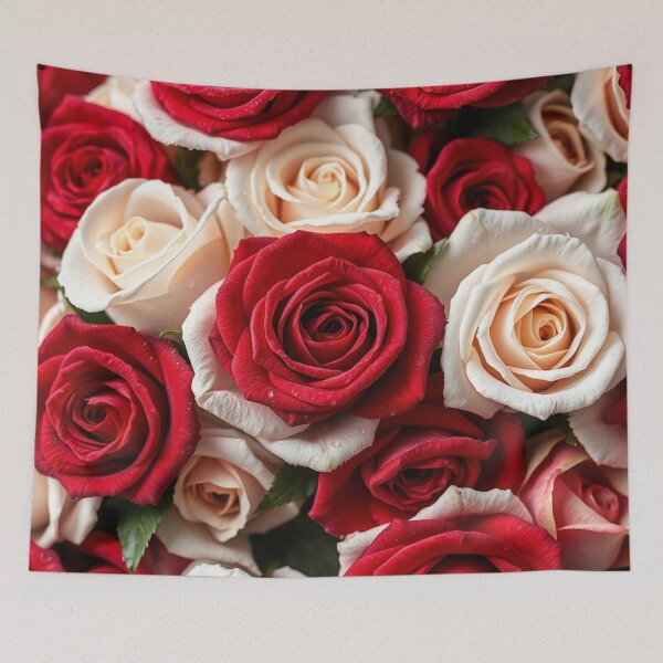 Item preview, Classic Red Cream and White Rose Bouquet designed and sold by IntelliMindDesigns.