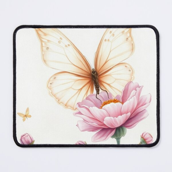 Item preview, Soft Pastel Butterfly on Pink Peony Flower Art designed and sold by Vida e Arte.