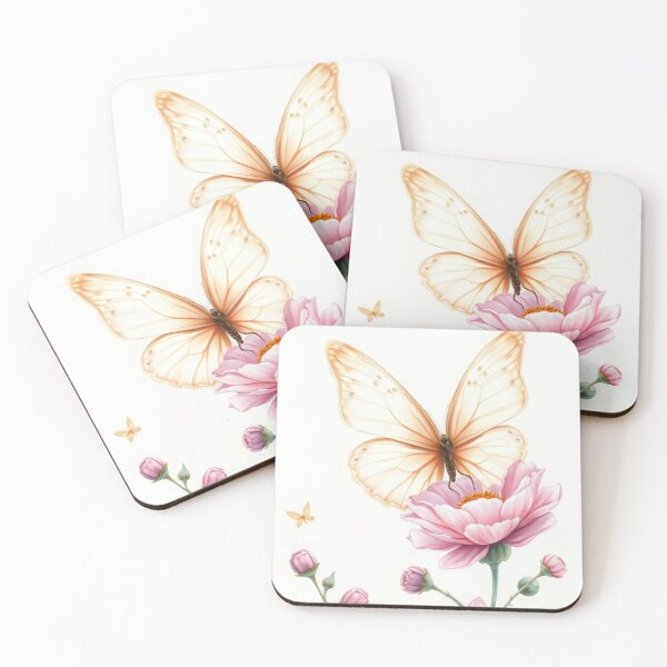 Item preview, Soft Pastel Butterfly on Pink Peony Flower Art designed and sold by Vida e Arte.