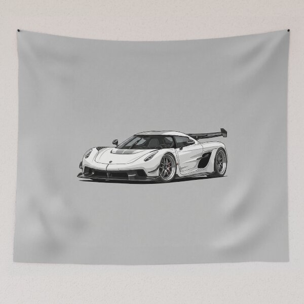 Item preview, Koenigsegg Jesko Attack White Megacar Stance Illustration Art designed and sold by Motorline44.