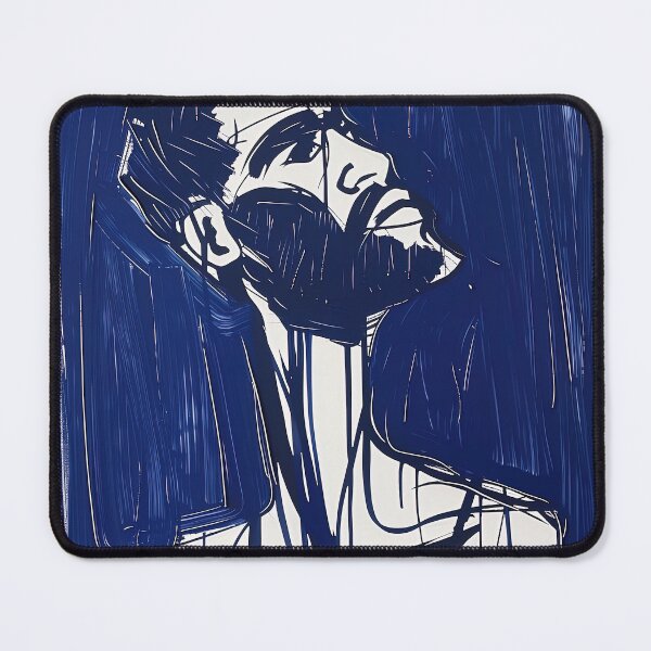 Item preview, Cameroonian man, portrait - Blue Abstract Art designed and sold by shadow-bloom.