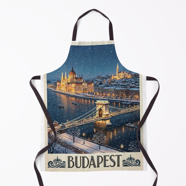 Item preview, Budapest Hungary Winter Vintage Travel Poster designed and sold by Ar0undTheW0rld.