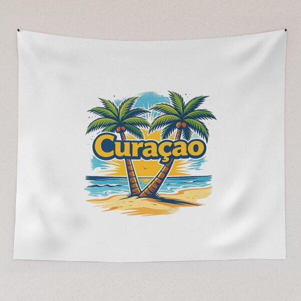 Item preview, Curaçao Tropical Beach Paradise Retro Travel Design designed and sold by VladisWorld.