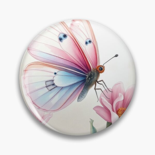Item preview, Pink and Blue Butterfly on Cosmos Flowers Art designed and sold by Vida e Arte.