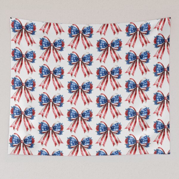 Item preview, Patriotic Bow Sticker,Coquette USA Flag Ribbon,Red White Blue Floral Bow designed and sold by Hnd-Design.