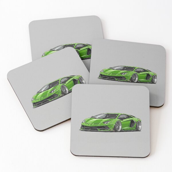 Item preview, Lamborghini Aventador SVJ Green Custom Widebody Stance Car Illustration Art designed and sold by Motorline44.