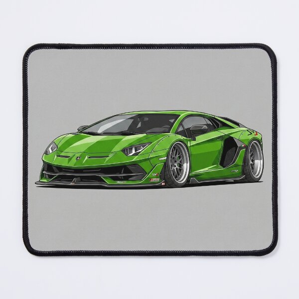 Item preview, Lamborghini Aventador SVJ Green Custom Widebody Stance Car Illustration Art designed and sold by Motorline44.
