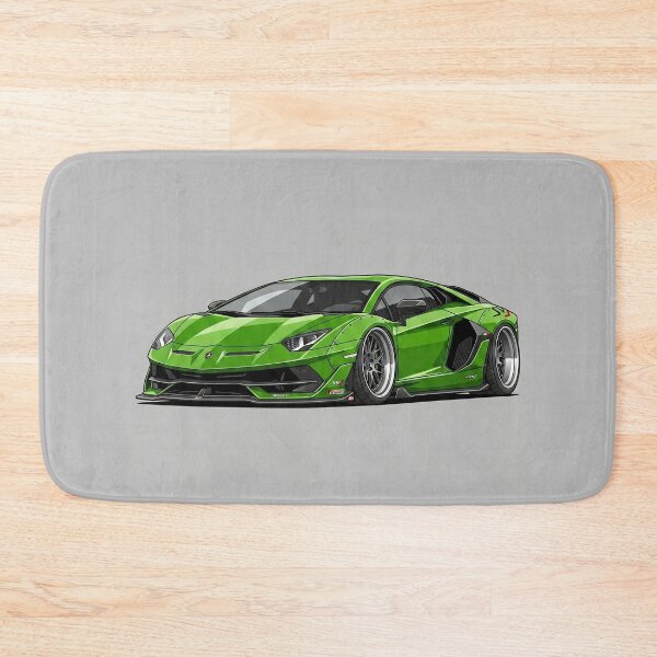 Item preview, Lamborghini Aventador SVJ Green Custom Widebody Stance Car Illustration Art designed and sold by Motorline44.