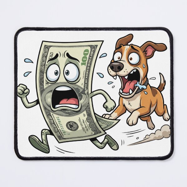 Item preview, Funny Dog Chasing 100 Dollar Bill Cartoon designed and sold by rich-moda.