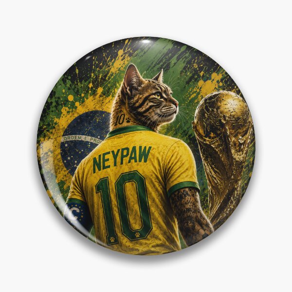 Item preview, NeyPaw 10 Cat Football Legend - Brazilian Soccer Cat Champion Art designed and sold by BlackCat Vibe.