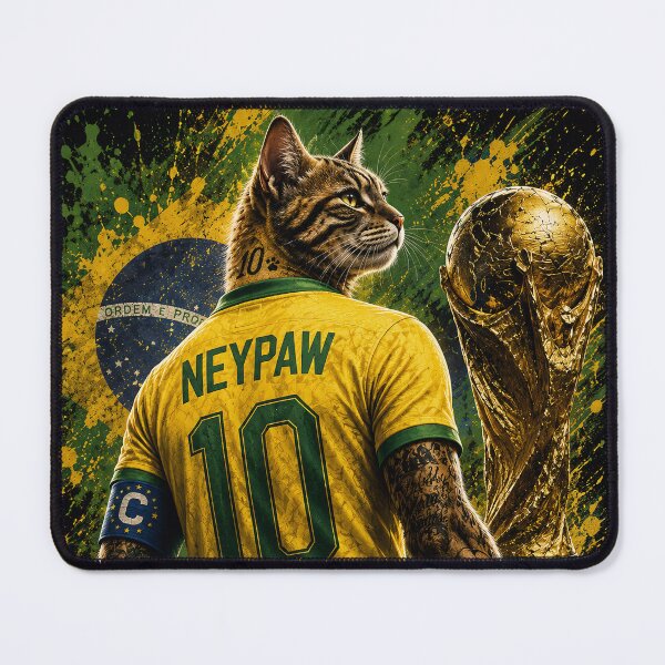 Item preview, NeyPaw 10 Cat Football Legend - Brazilian Soccer Cat Champion Art designed and sold by BlackCat Vibe.