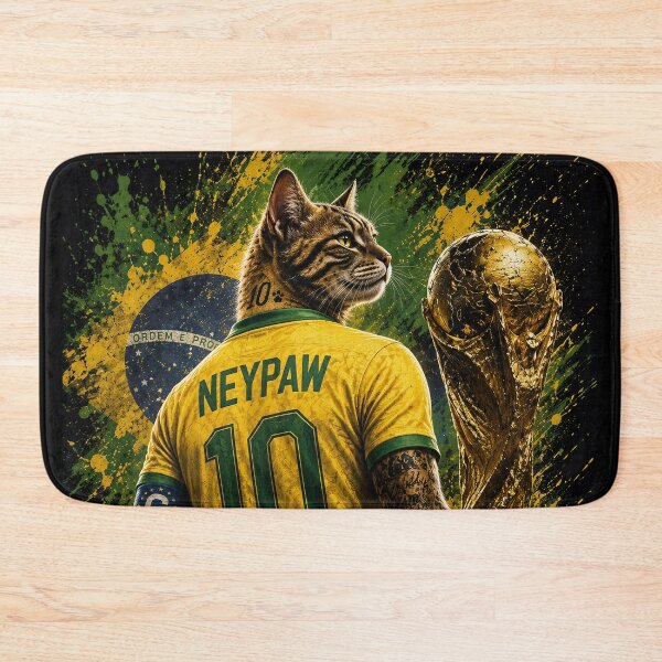 Item preview, NeyPaw 10 Cat Football Legend - Brazilian Soccer Cat Champion Art designed and sold by BlackCat Vibe.