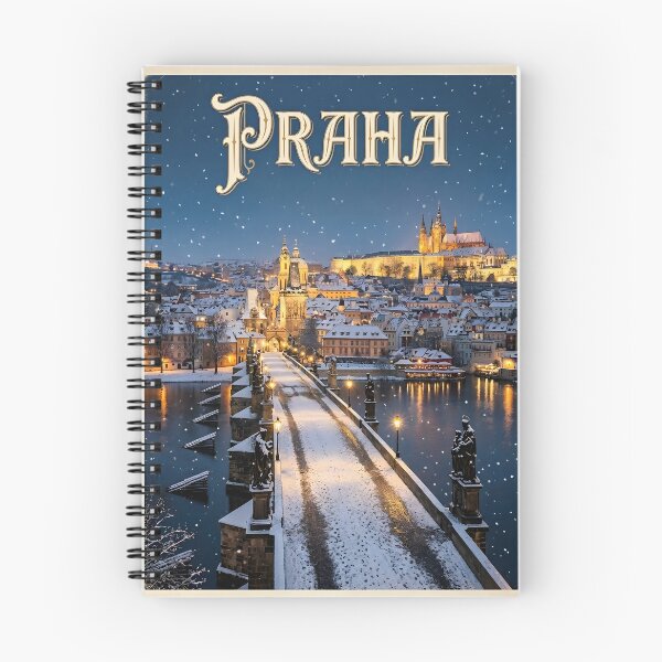 Item preview, Prague Czech Republic Winter Night Travel Poster designed and sold by Ar0undTheW0rld.
