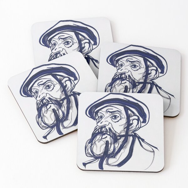 Item preview, Camille Pissarro, portrait - Blue Abstract Art designed and sold by shadow-bloom.