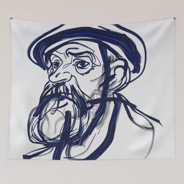 Item preview, Camille Pissarro, portrait - Blue Abstract Art designed and sold by shadow-bloom.