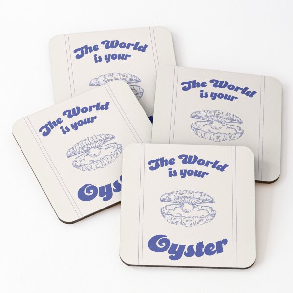Item preview, "The World Is Your Oyster" Nautical Blue Theme Typography Art, Positive Affirmation Quotes designed and sold by SpringTeaDesigns.