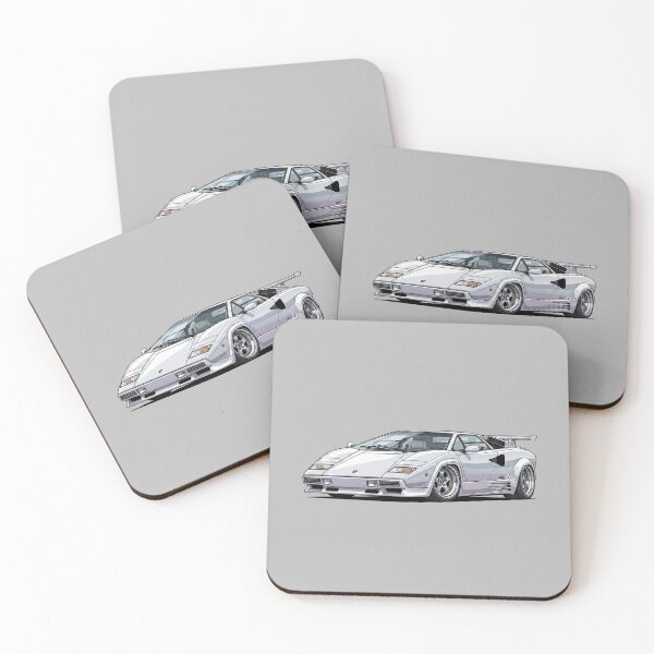 Item preview, Lamborghini Countach LP5000S White Vintage Retro Stance Car Illustration Art designed and sold by Motorline44.