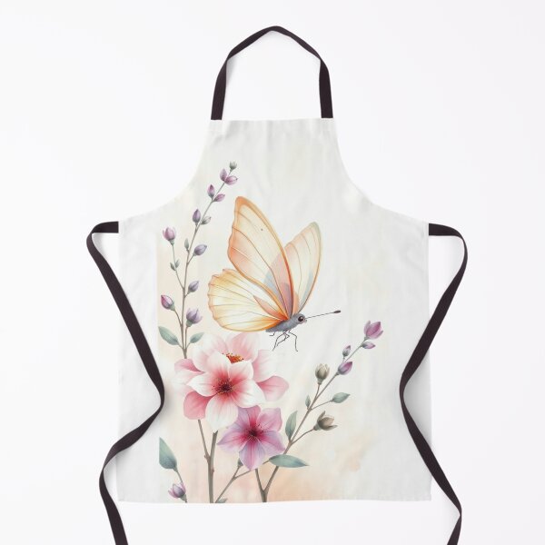 Item preview, Yellow Butterfly Hovering Over Pink Flowers Art designed and sold by Vida e Arte.