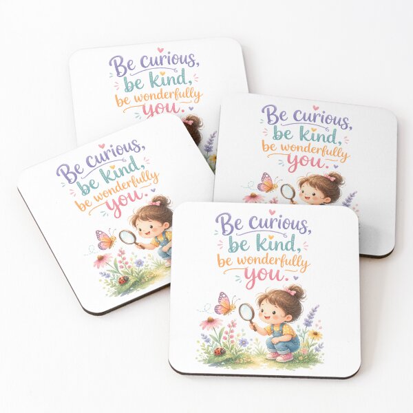 Item preview, Be Curious Be Kind Be Wonderfully You Cute Girl Inspirational Quote Sticker | Positive Affirmation Kids Wall Art designed and sold by LoveNurseries.
