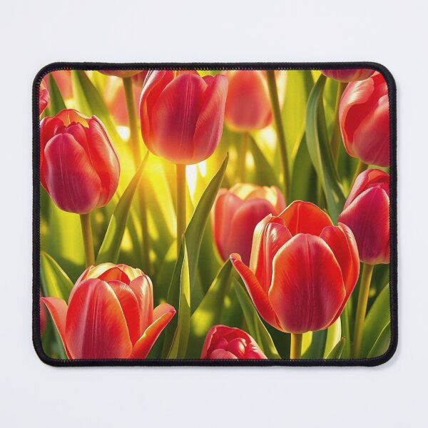 Item preview, Vibrant Red Tulip Field Floral Art designed and sold by IntelliMindDesigns.