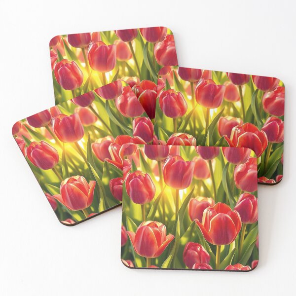 Item preview, Vibrant Red Tulip Field Floral Art designed and sold by IntelliMindDesigns.
