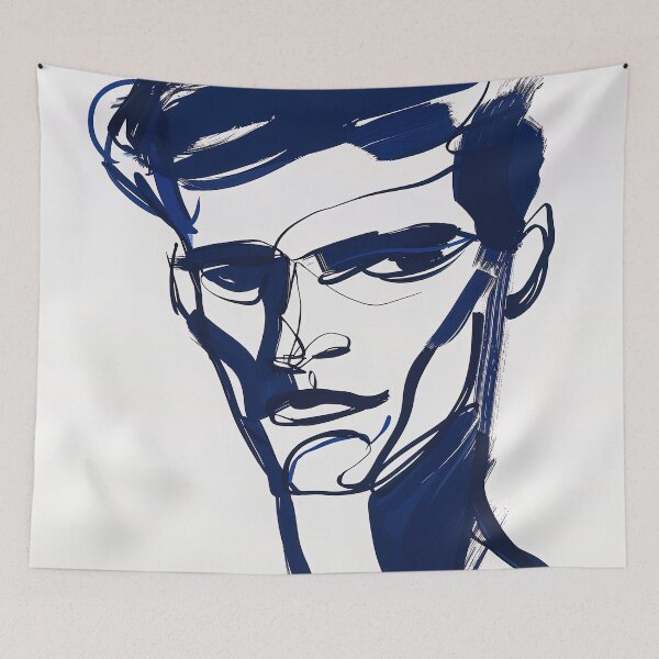 Item preview, Canadian man, portrait - Blue Abstract Art designed and sold by shadow-bloom.