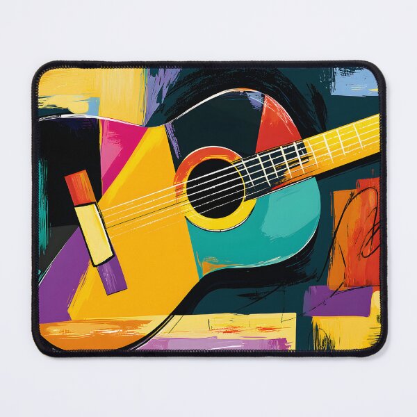 Item preview, Acoustic Guitar in Vibrant Harmony - Bold Brushstrokes and Colorful Abstract Rhythm designed and sold by OlfactoART Studio.
