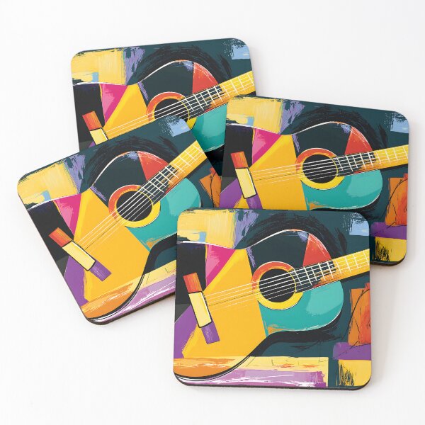 Item preview, Acoustic Guitar in Vibrant Harmony - Bold Brushstrokes and Colorful Abstract Rhythm designed and sold by OlfactoART Studio.